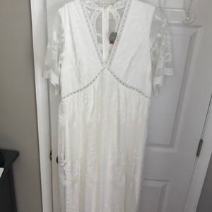PinkBlush Lace Overlay Maxi Dress